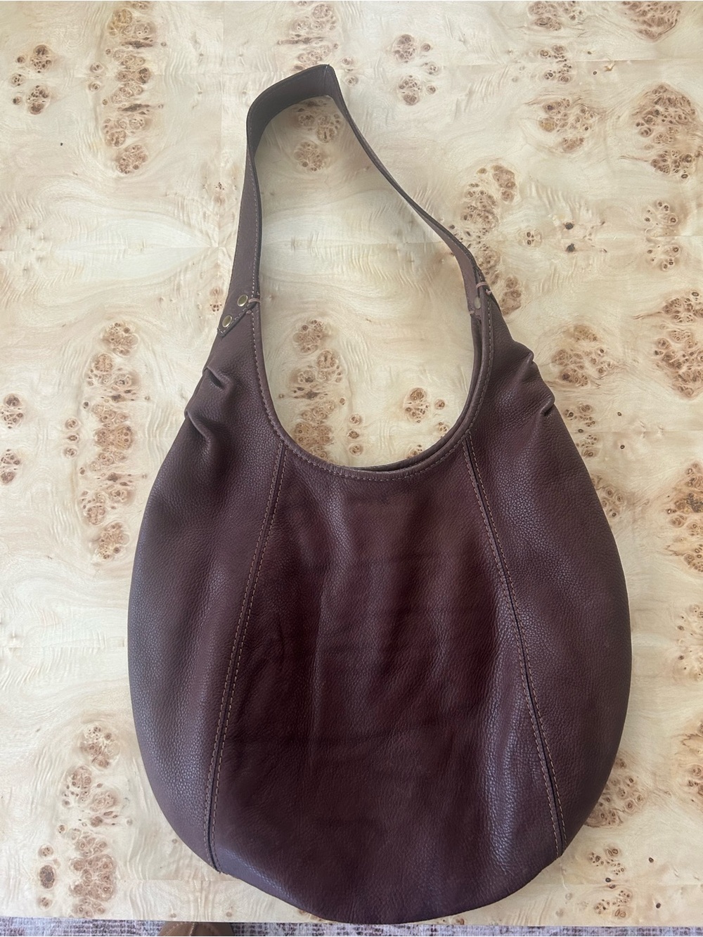 Vintage 100% Leather Lucky Brand Brown Hobo Bag with Brass Accents Y2K